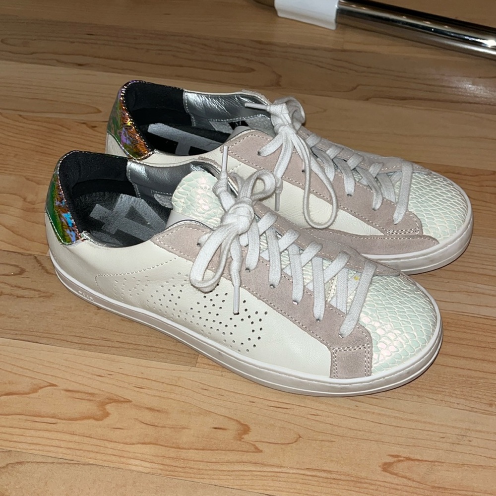 P448 John Sneakers - Size 37 - Iridescent Heel with Pink Suede Accents